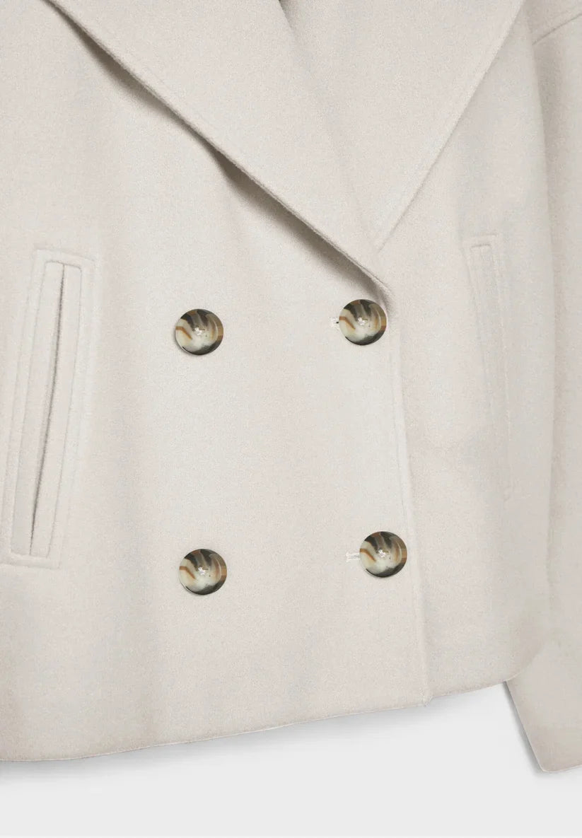 Cropped Double-Breasted Wool Jacket