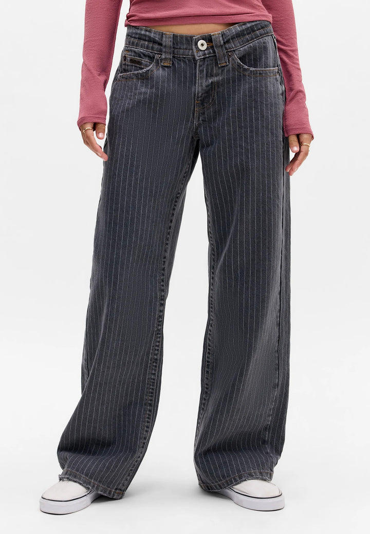 Grey Stripe Print Jeans