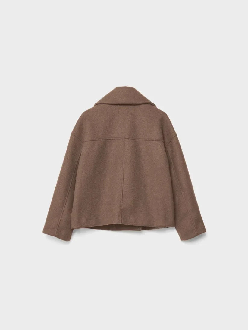 Cropped Double-Breasted Wool Jacket