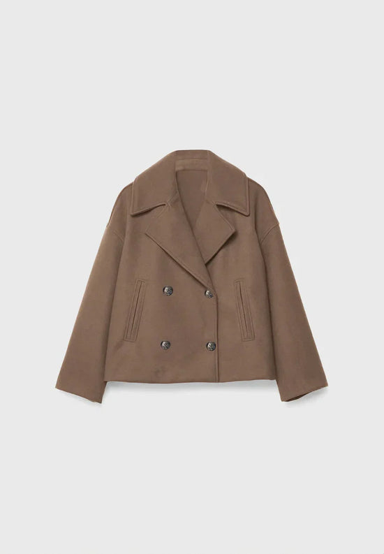 Cropped Double-Breasted Wool Jacket