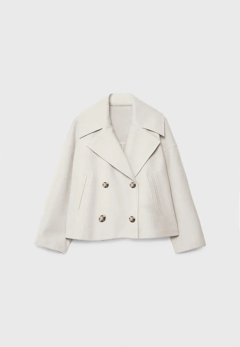 Cropped Double-Breasted Wool Jacket