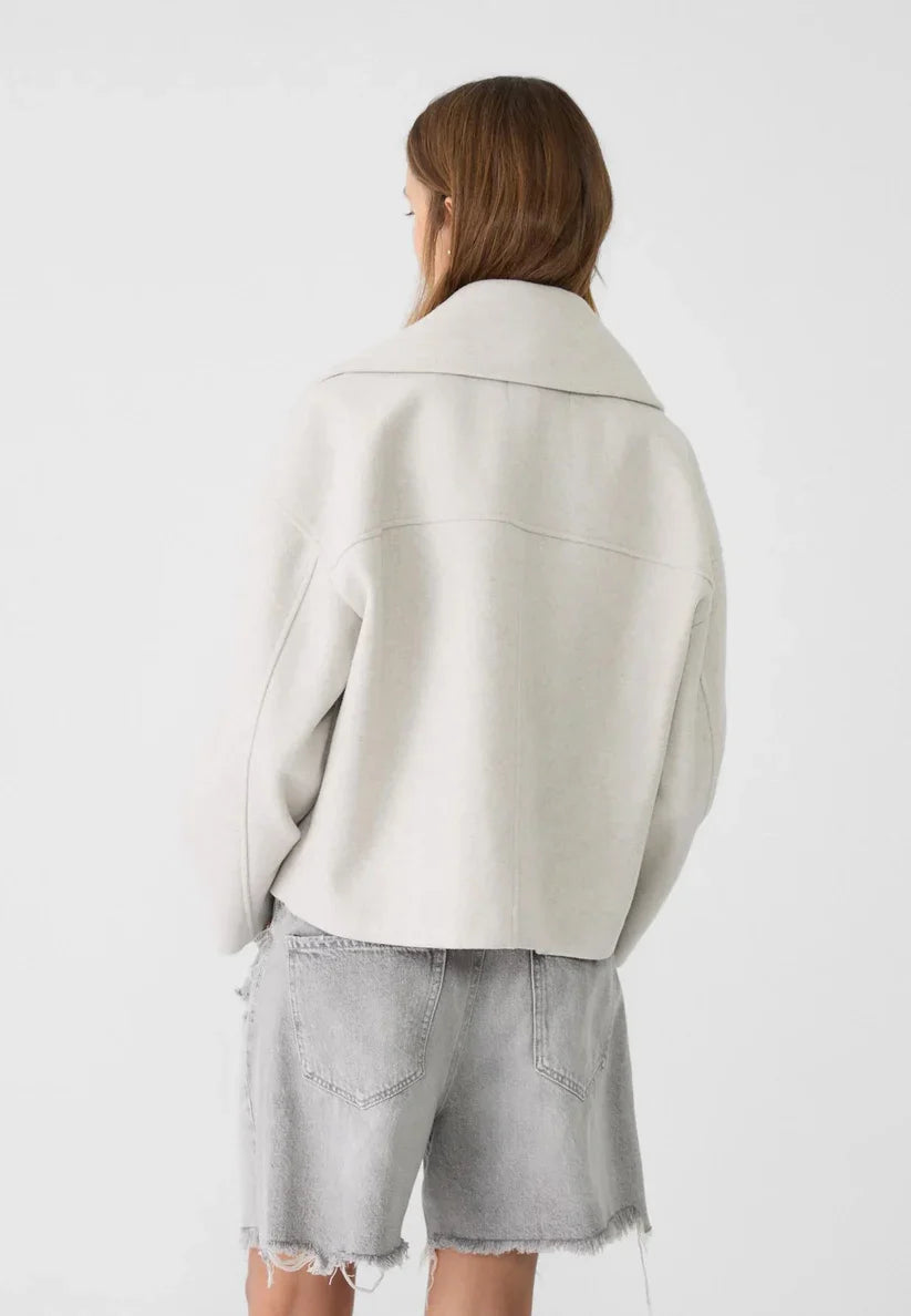 Cropped Double-Breasted Wool Jacket