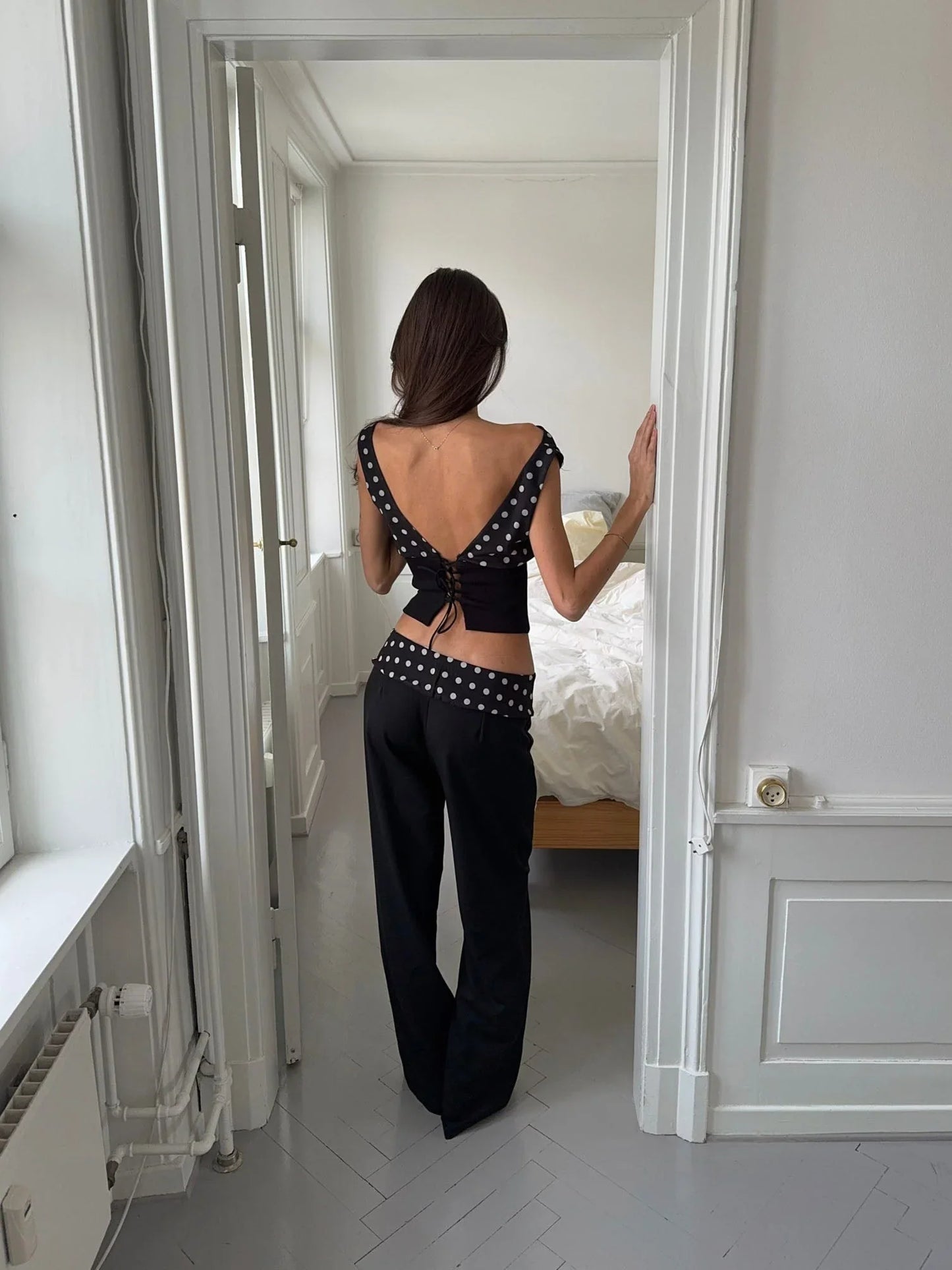 Black Polka Dot Two-Piece Set
